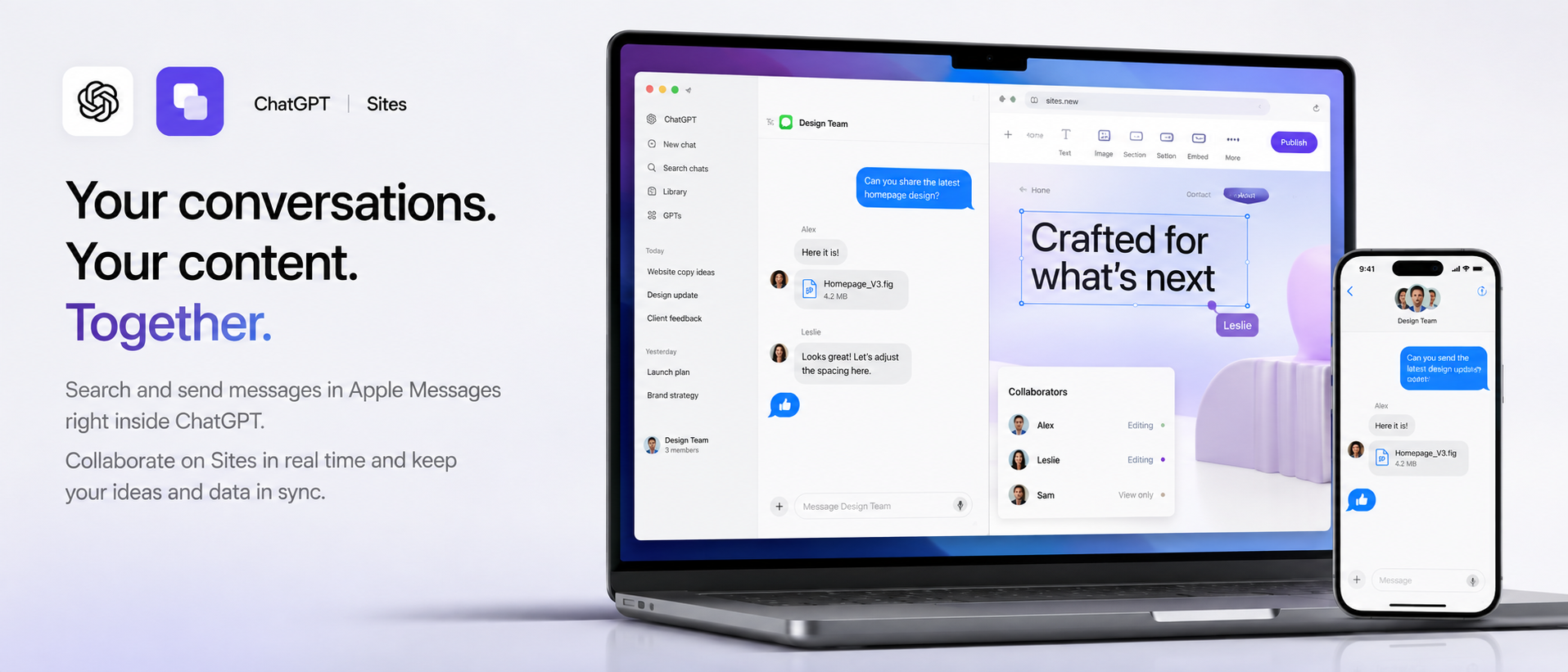 ChatGPT для macOS: Messages і спільне редагування Sites