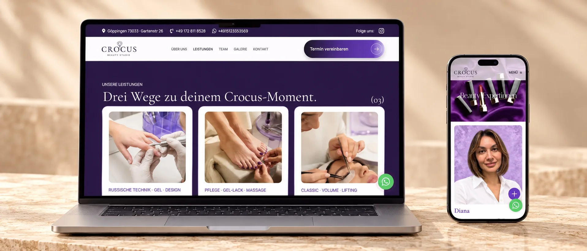 Crocus Beauty Studio — сайт студії краси в Німеччині — деталь 4